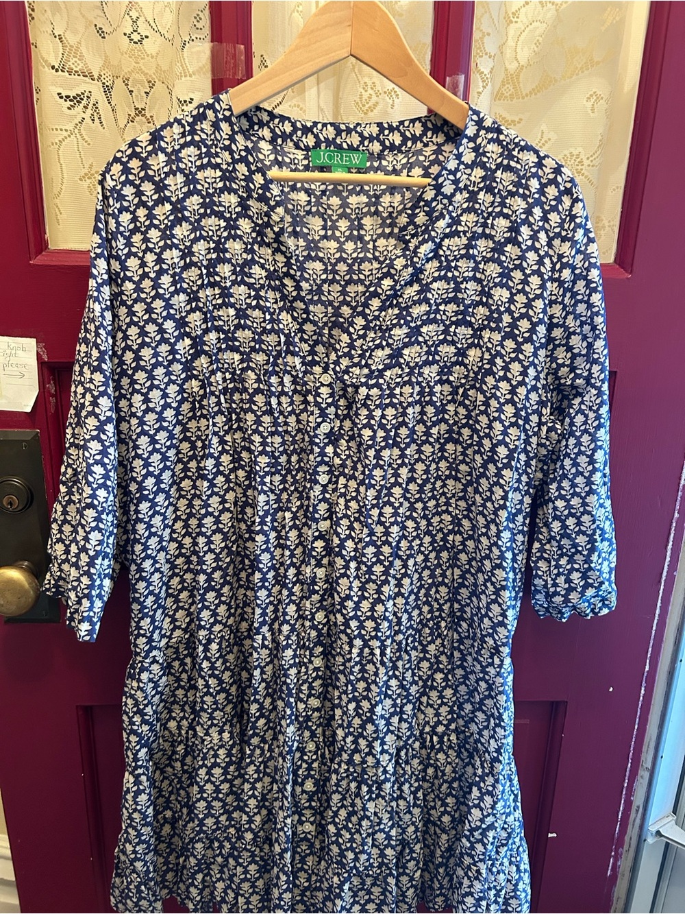 J. Crew Navy and White Floral Button-Front dress